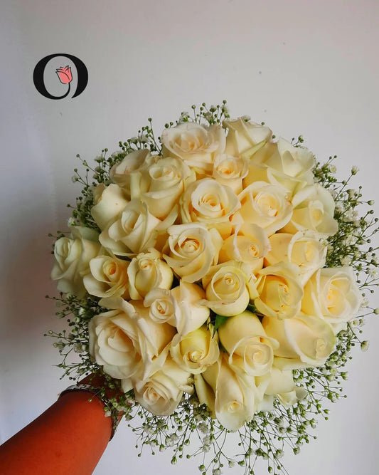Classic white rose bouquet
